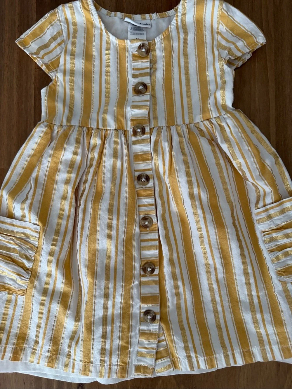 Daisy Fuentes Yellow & White Striped Button-Front Kids Dress Size 4T
